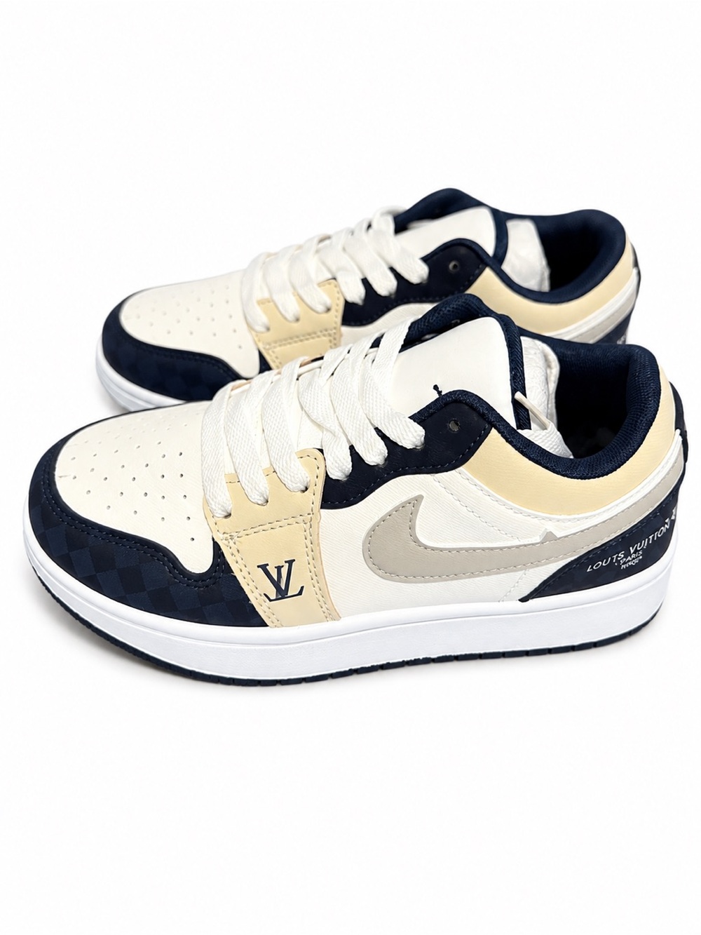 Kids Sneakers in Navy, Cream & White